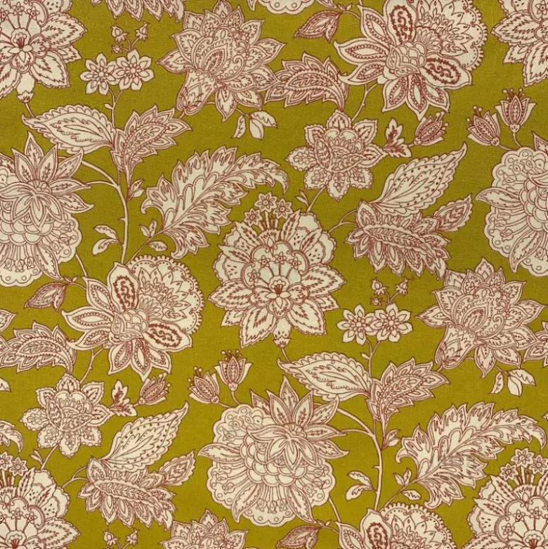Tissu coton enduit Sharma fleurs Indiennes - Ocre