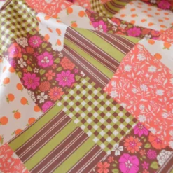 Tissu coton Enduit Suzie motif patchwork fleurs, vichy et rayures