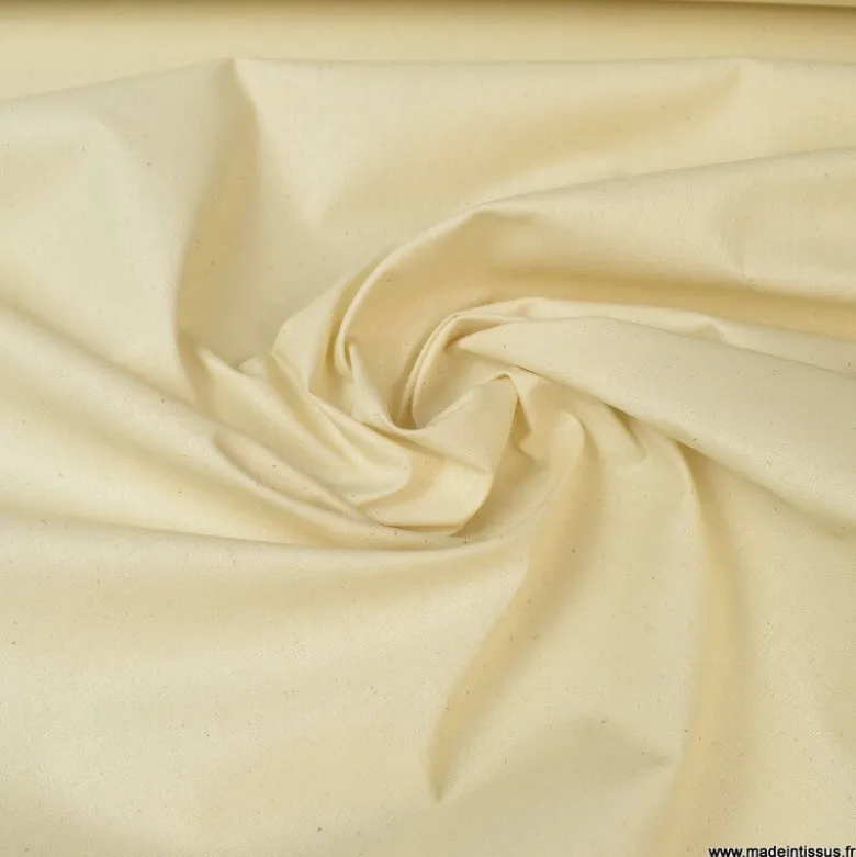 Tissu coton Enduit uni Ecru -Oeko tex