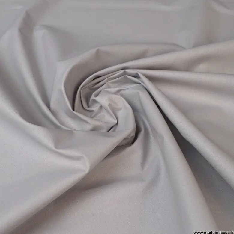 Tissu coton Enduit uni Gris -Oeko tex