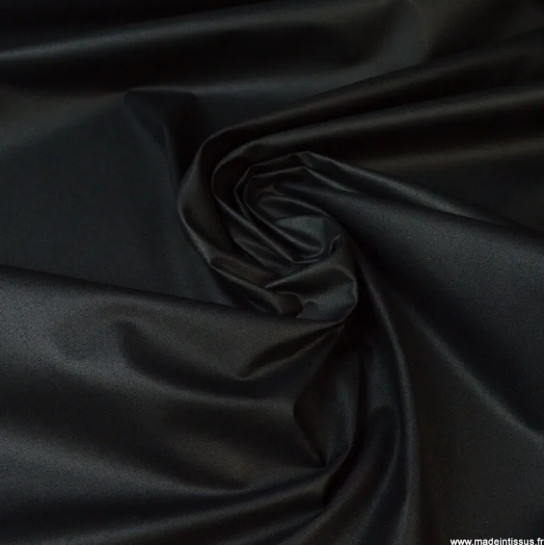 Tissu coton Enduit uni Noir -Oeko tex