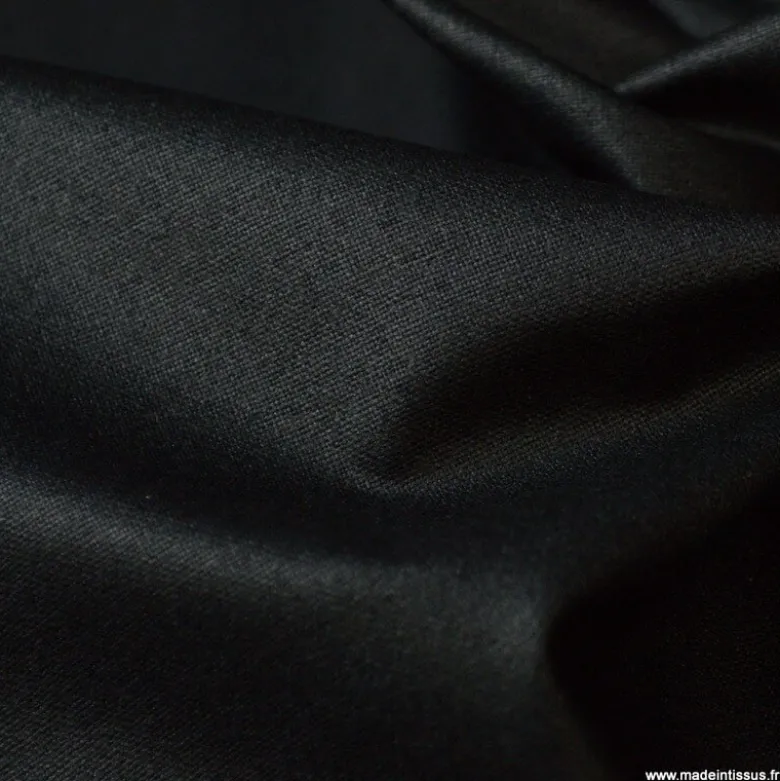 Tissu coton Enduit uni Noir -Oeko tex