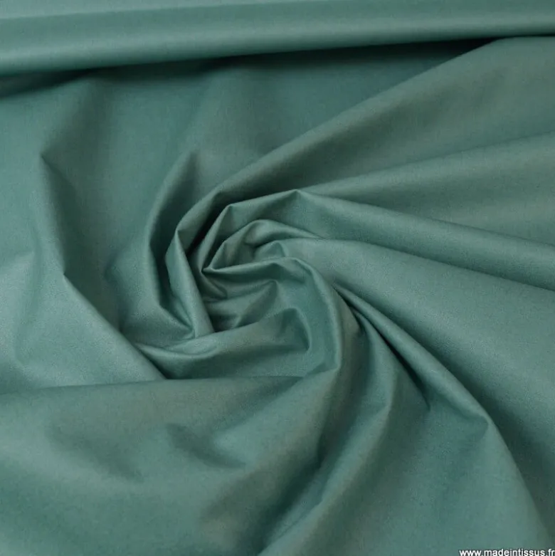 Tissu coton Enduit uni vert Thym-Oeko tex