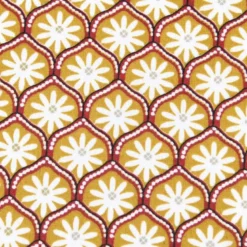 Tissu coton Enduit Zea motif fleurs graphique jaune