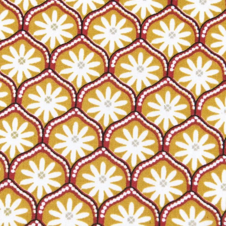 Tissu coton Enduit Zea motif fleurs graphique jaune