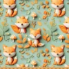 Tissu coton Enduit Zorri façon 3D - Motif renards fond vert
