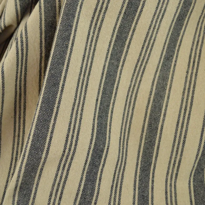 Tissu coton Eugene tissé teint à rayures Noir et lin