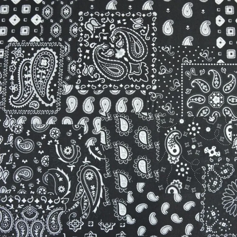 Tissu coton Farwest motif Bandana Noir - OEKO TEX