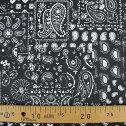 Tissu coton Farwest motif Bandana Noir - OEKO TEX