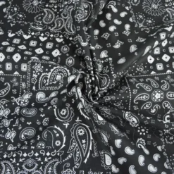 Tissu coton Farwest motif Bandana Noir - OEKO TEX