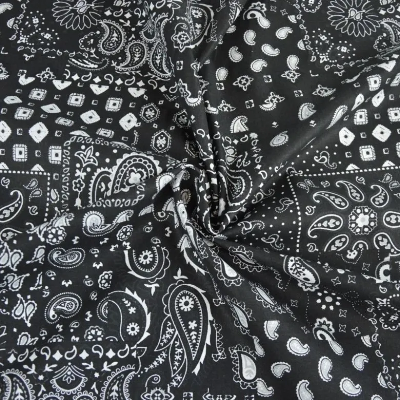 Tissu coton Farwest motif Bandana Noir - OEKO TEX