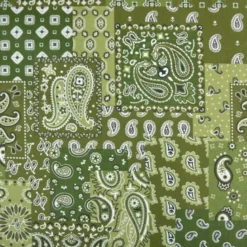 Tissu coton Farwest motif Bandana vert - OEKO TEX
