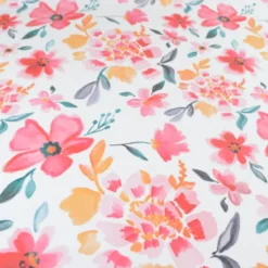 Tissu coton Felis XXL motif fleurs aquarelle roses fond blanc