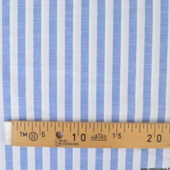 Tissu coton fil teint à rayures larges bleus et blanches