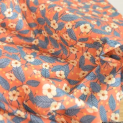 Tissu coton fleuri fond corail Moon Light Garden - RJR fabric - OEKO TEX