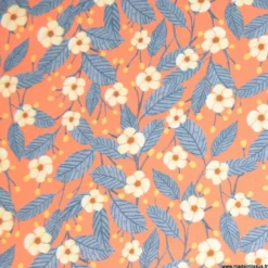 Tissu coton fleuri fond corail Moon Light Garden - RJR fabric - OEKO TEX