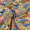 Tissu coton Foil motif traditionnels bleu, rouge et or