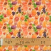 Tissu coton fruits exotiques 3D – Mangue, papaye & agrumes sur fond orange