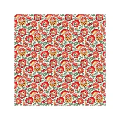 Tissu coton Gange Enduit motif fleurs Rouges