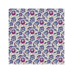 Tissu coton Gange Enduit motif fleurs bleues et parme