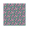 Tissu coton Gange Enduit motif fleurs Turquoise et rose