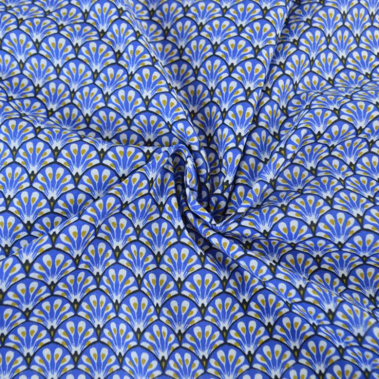 Tissu coton Gaudi écailles Bleu encre - OEKO TEX