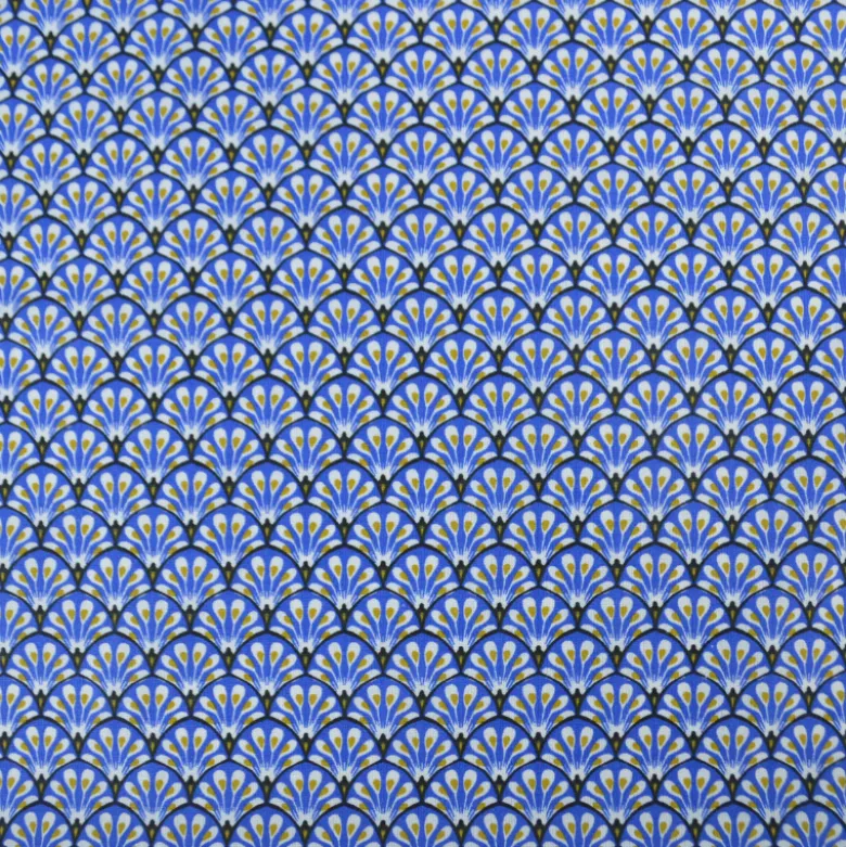 Tissu coton Gaudi écailles Bleu encre - OEKO TEX