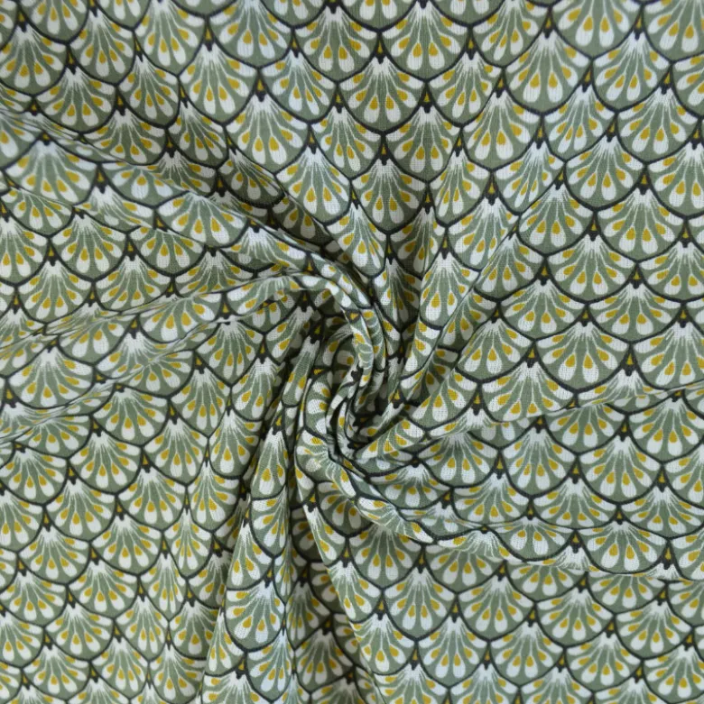 Tissu coton Gaudi écailles Olive- OEKO TEX