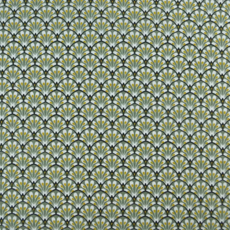 Tissu coton Gaudi écailles Olive- OEKO TEX