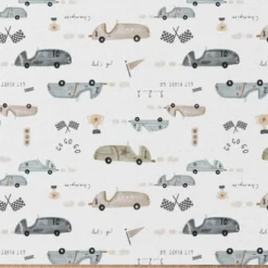 Tissu coton Gogogo motif voitures vintage -OEKO TEX