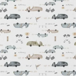Tissu coton Gogogo motif voitures vintage -OEKO TEX