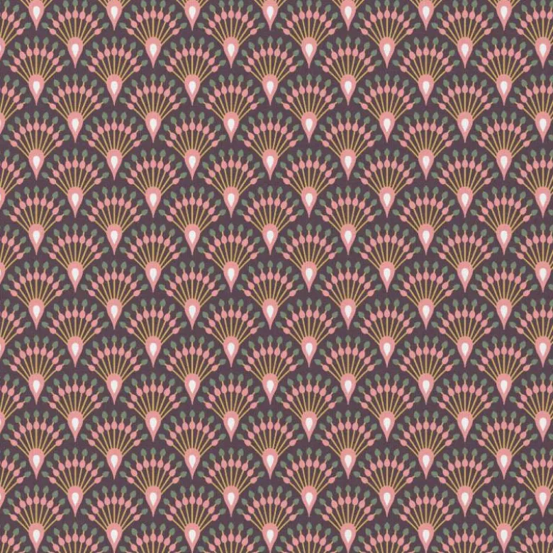 Tissu coton imprimé écailles Aubergine et rose - OEKO TEX