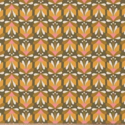 Tissu coton imprimé Emile motif fleurs vintage rose et jaune - OEKO TEX