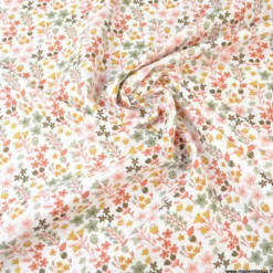 Tissu coton imprimé petites fleurs Rose thé et Thym -OEKO TEX - Motif Milly