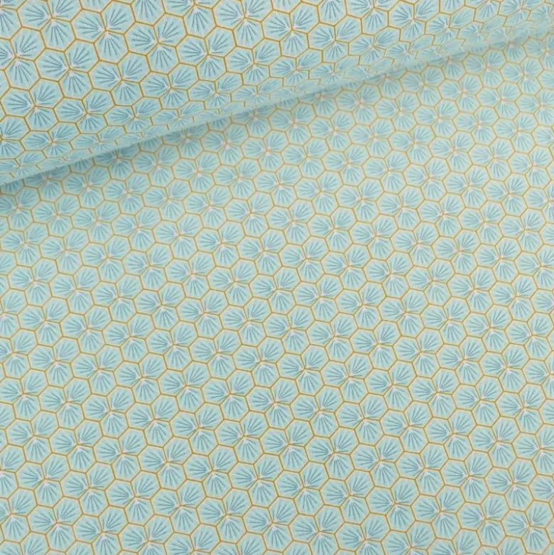 Tissu coton imprimé Riad Aqua - OEKO TEX