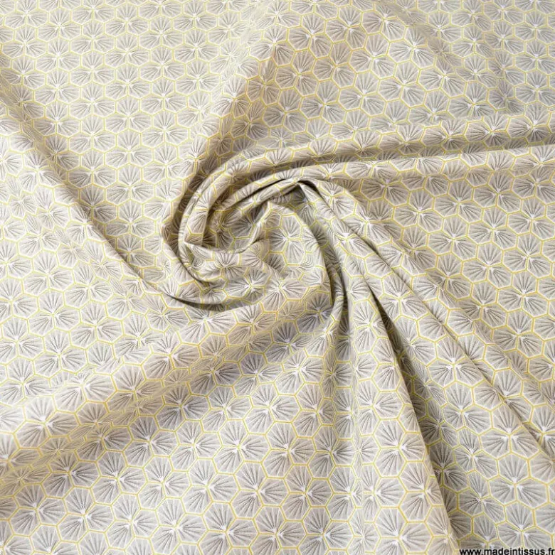 Tissu coton imprimé Riad Taupe - OEKO TEX