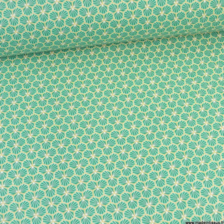 Tissu coton imprimé Riad Vert - OEKO TEX