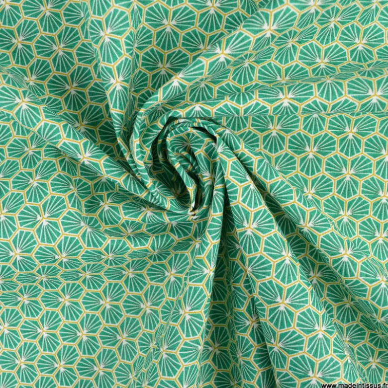 Tissu coton imprimé Riad Vert - OEKO TEX