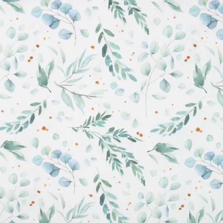 Tissu Coton Ito motif eucalyptus et feuillage - OEKO TEX