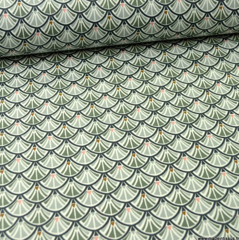 Tissu coton Jacinthe imprimé écailles grises - OEKO TEX