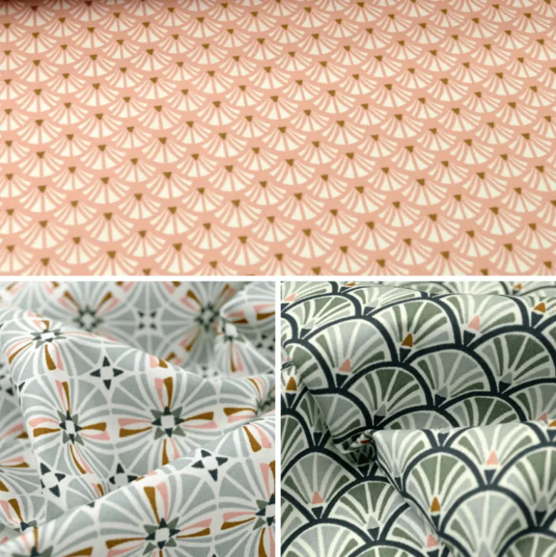 Tissu coton Jacinthe imprimé écailles grises - OEKO TEX