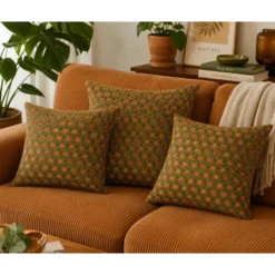 Tissu coton Jolijoli motif fleurs fond vert - OEKO TEX