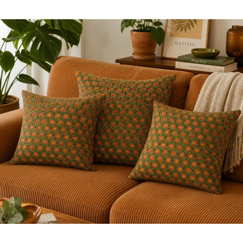 Tissu coton Jolijoli motif fleurs fond vert - OEKO TEX