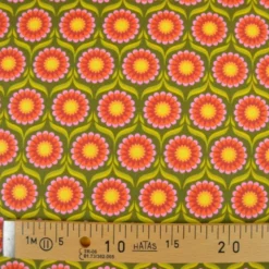 Tissu coton Jolijoli motif fleurs fond vert - OEKO TEX