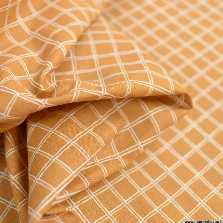 Tissu coton Jules à carreaux coloris cassonade - OEKO TEX