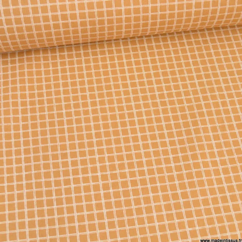Tissu coton Jules à carreaux coloris cassonade - OEKO TEX