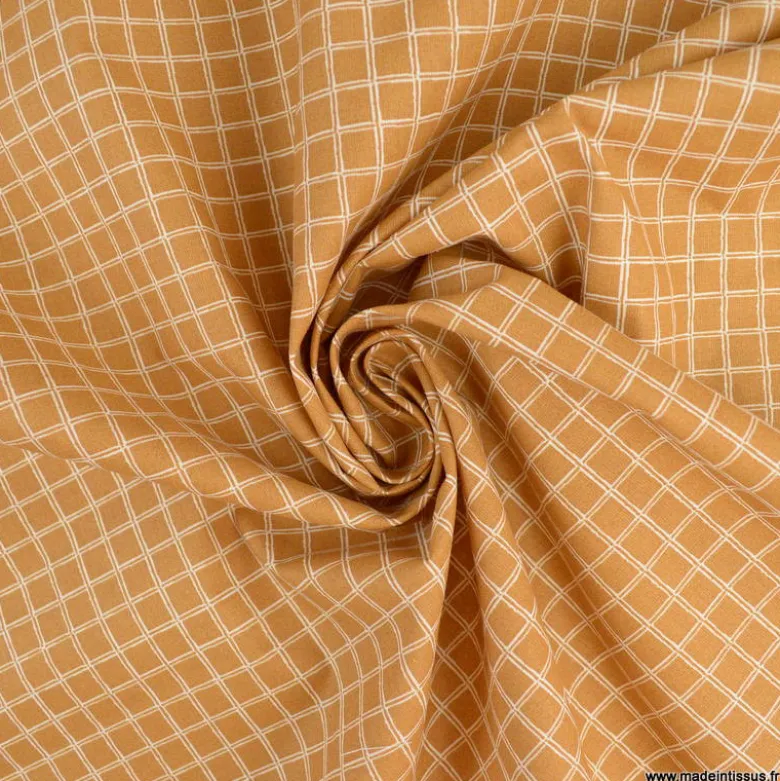 Tissu coton Jules à carreaux coloris cassonade - OEKO TEX