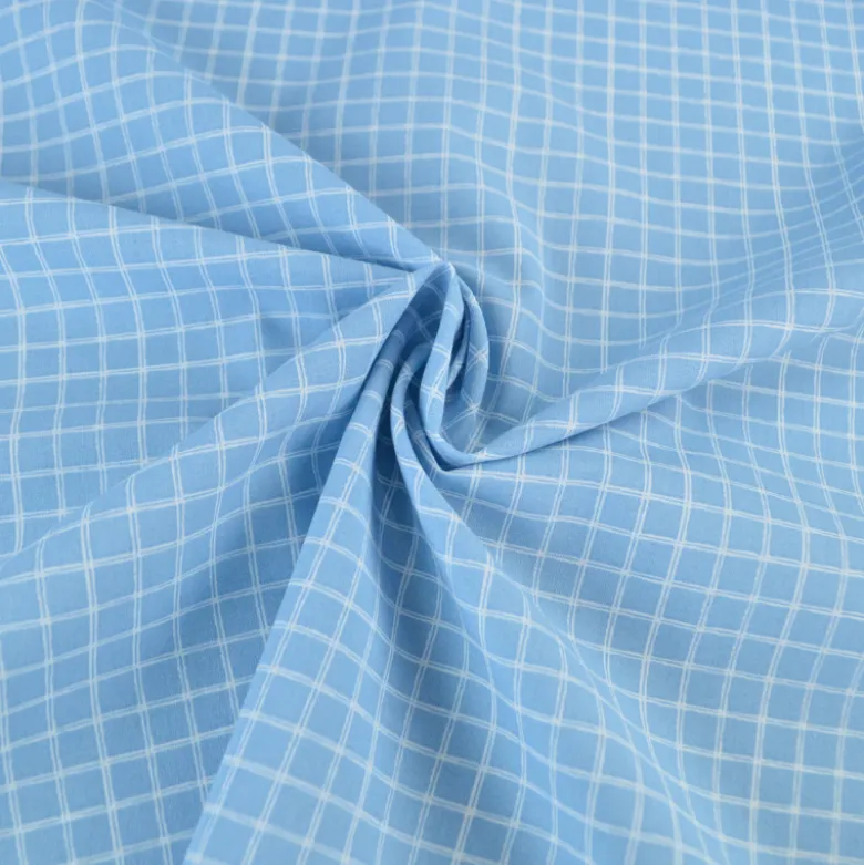 Tissu coton Jules à carreaux coloris bleu et blanc - OEKO TEX