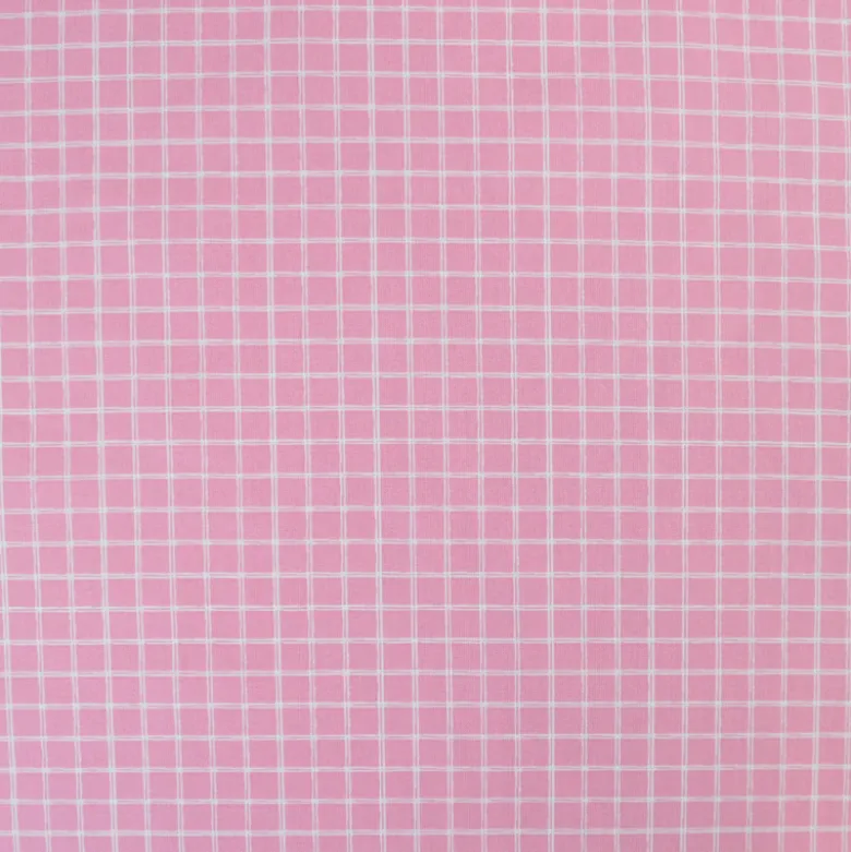 Tissu coton Jules à carreaux coloris Rose fané et blanc - OEKO TEX