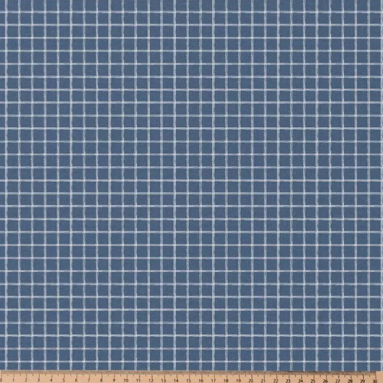 Tissu coton Jules à carreaux coloris bleu et blanc - OEKO TEX